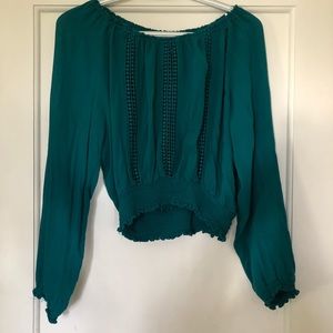 Teal off the shoulder blouse